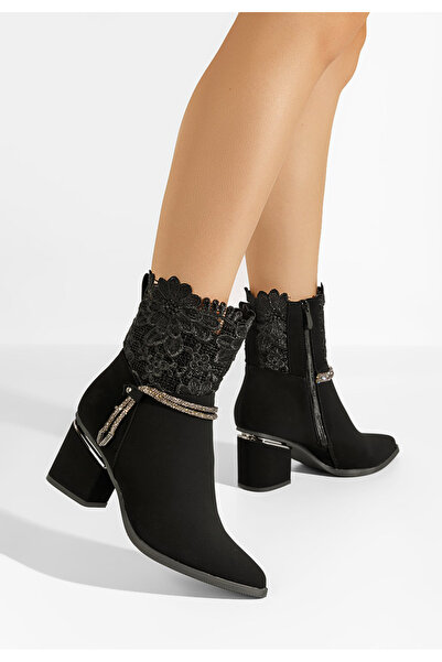 B T Shoes Елегантни дамски боти до глезена Selina черни