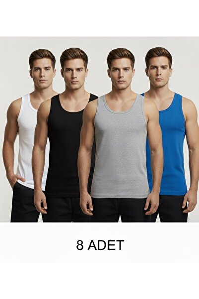 Pi Giyim 8 قطع من ملابس رياضية رجالية بألوان مختلطة (رمادي، أسود، أبيض، أزرق) من القطن