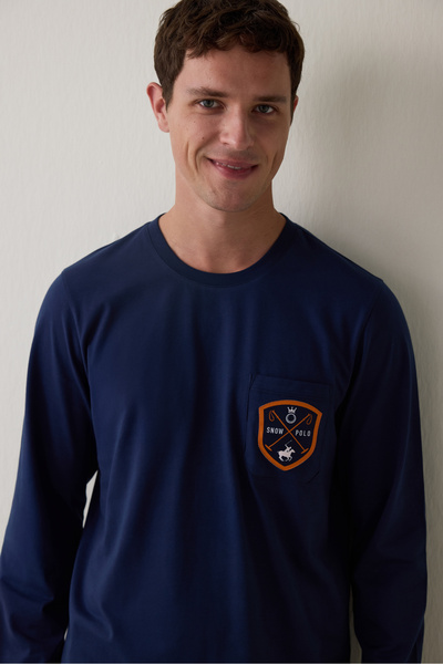 Penti Horse Herren-Pyjama-Set mit langen Ärmeln in Übergröße