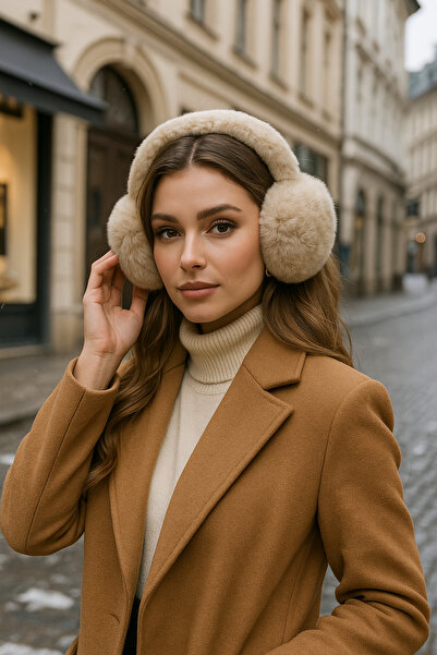 Luminos Butik Beige Imported Foldable Plush Headphones Klk01