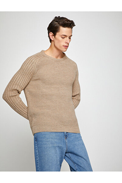 Koton Βασικό Πλεκτό Πουλόβερ με λαιμόκοψη με μακρύ μανίκι Slim Fit