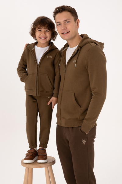 U.S. Polo Assn. Boy's Khaki Zippered Hooded Sweatshirt 50313852-Vr027