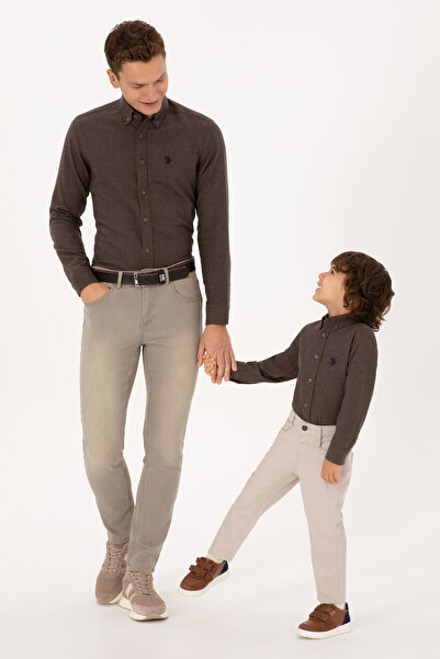 U.S. Polo Assn. Men's Brown Long Sleeve Basic Shirt 50316721-Vr029