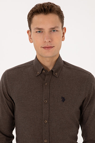 U.S. Polo Assn. Men's Brown Long Sleeve Basic Shirt 50316721-Vr029