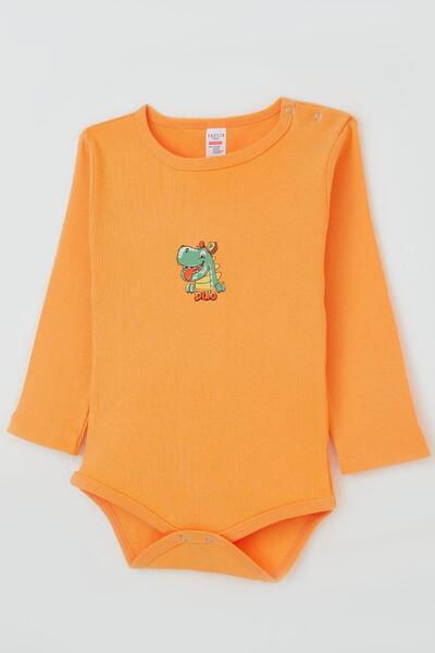 Breeze Dinosaur Printed Happy Bodysuit for Baby Boy - 9 Months-3 Years, Salmon