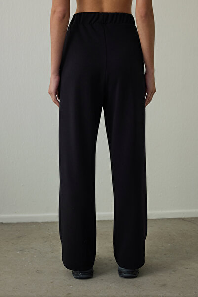 Penti Black High Waist Wide Leg Ribbed Jogger Sweatpants