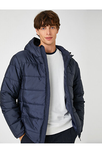 Koton Basic Puffer Jacket Hooded Pocket Detailed Zipper Waterproof