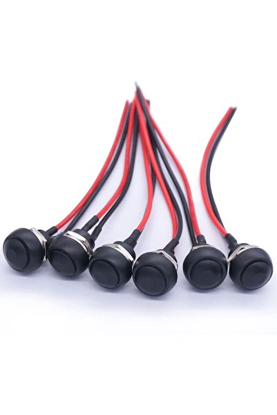Genel Markalar 12mm Pbs-33b 2 Pin Push Buton Siyah 20cm Kablolu On Off 1a 250v Mini Yuvarlak Su Geçirmez Anahtar