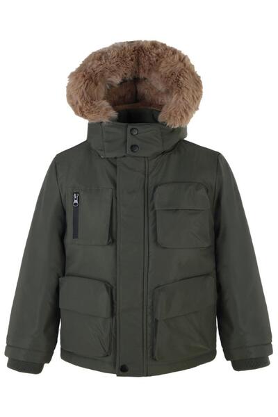Civil Boys 6-9 Years Old Coat with Fur Hood - Khaki 8-9 Years Old