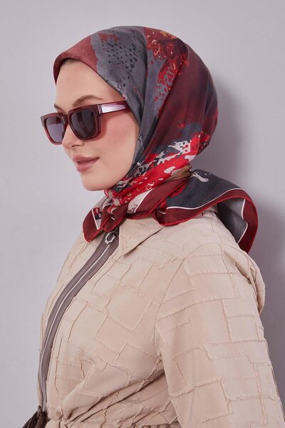 Levidor Red Mixed Pattern Twill Silk Scarf