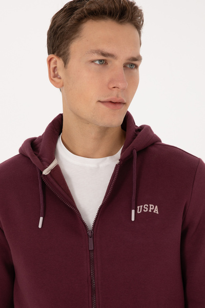 U.S. Polo Assn. Men's Regular Fit Dark Burgundy Ribbed Knitted Cardigan 50313755-Vr177