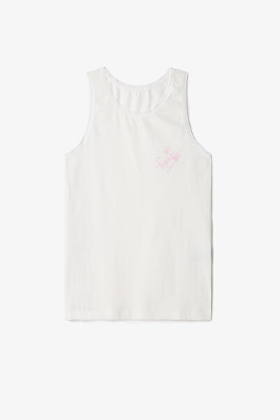 Penti Optical White Girl's Pollen 2-Piece Crispy Floral Patterned Cotton Undershirt