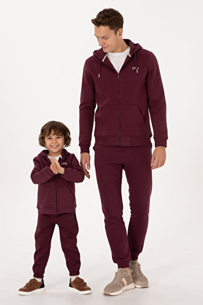 U.S. Polo Assn. Men's Regular Fit Dark Burgundy Ribbed Knitted Cardigan 50313755-Vr177