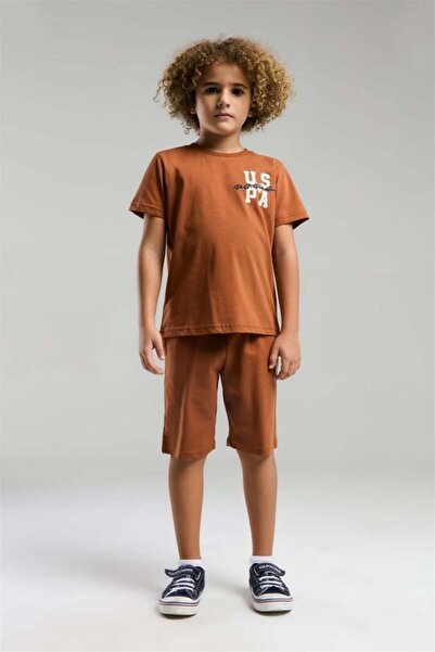 U.S. Polo Assn. Kids Πλεκτό ύφασμα από μονόχρωμο πλεκτό σετ βερμούδας για αγό...