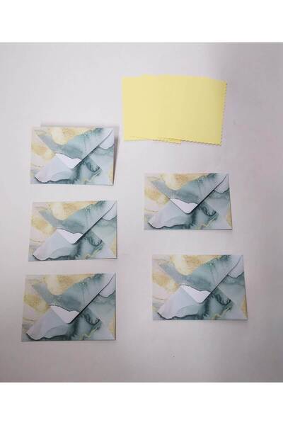 Misyon Desenli Mini Zarf 5’li Set, Renkli Yapışkanlı Zarf ve Sarı Kağıt, Hedi...