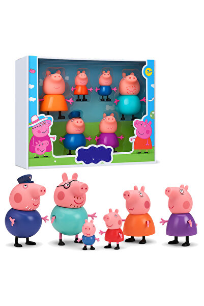 Peppa Pig Family Toy Set of 6 - Soft Rubber Cartoon Pig Playset for Kids, Toy...