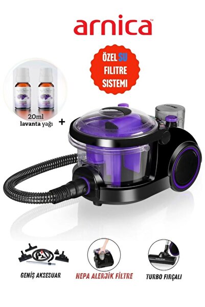 Arnica Su Filtreli Premium Elektrikli Süpürge, Hepa Alerjik Filtre, Turbo Fır...
