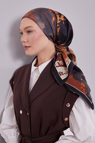 Levidor وشاح حريري منقوش باللون الأسود