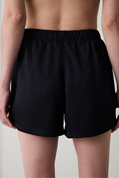 Penti Black Fleur Satin Shorts Pajama Bottoms