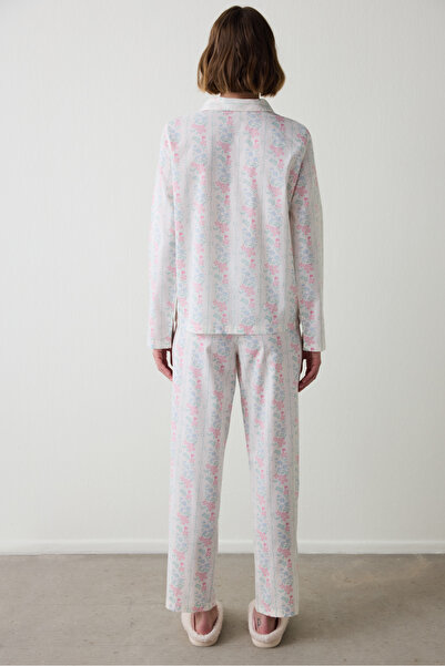 Penti Gardenya Cute Flowers Çiçekli Gömlek Yaka Pamuklu Uzun Kollu Pijama Takımı