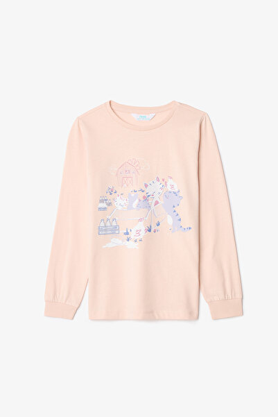 Penti Kız Çocuk Meowdy Kedi Desenli Pamuklu 2'li Uzun Kollu Pijama Takımı