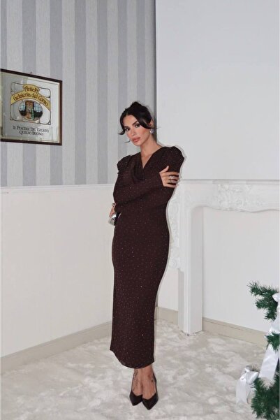 LUJJE Stone-Embellished Degaje Collar Dress