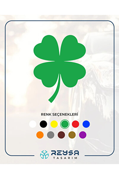 Reysa Tasarım ملصق سيارة بأربع أوراق البرسيم مقاس 17 × 17 سم باللون الأخضر