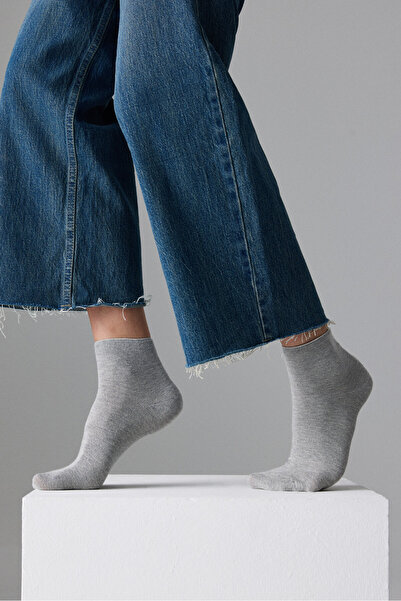 GRIMELANGE Brıege Bamboo Women's Socks - Half Socks, Solid, 3-Pack, Black/White/Anthracite Socks