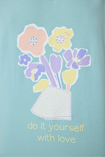 Penti Σετ πιτζάμες με κοντό μανίκι με λαιμόκοψη σε πράσινο μέντα με λουλουδάτο μοτίβο