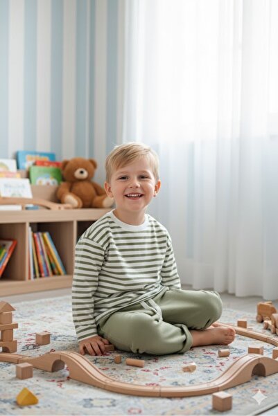 Womi Kids Erkek Çocuk Çizgili Oversize Eşofman Takımı