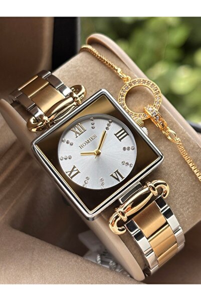 Homies Orijinal Çelik Kadın Kol Saati Su Geçirmez Gold Gümüş Renk Hediye Bile...