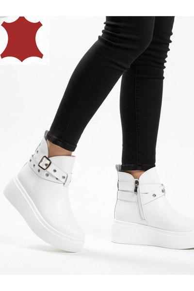 starlike Ghete dama piele naturala albe T7000