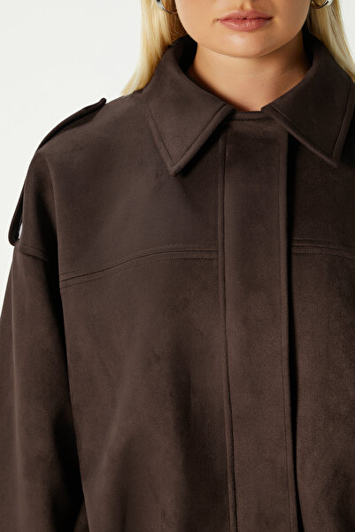 Ritnice Women's Rodney Suede Effect Brown Bomber Jacket