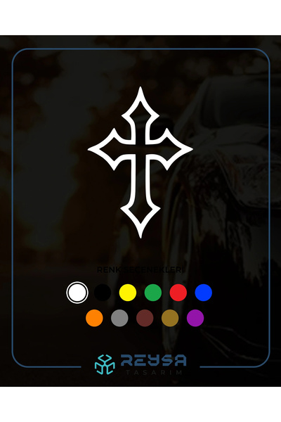 Reysa Tasarım Haç Işareti Araba Sticker 12x17 Cm Beyaz