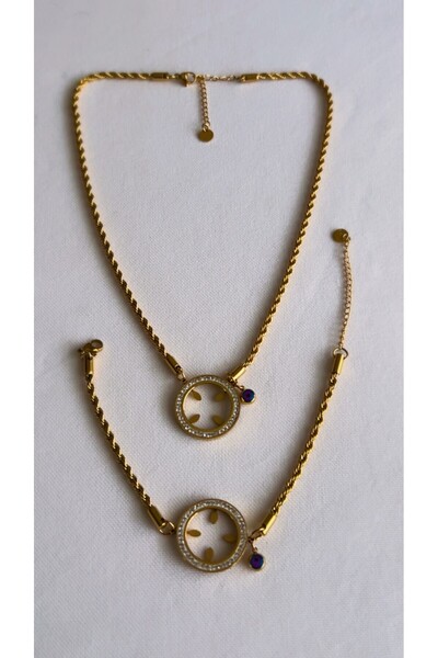 By Semra PASLANMAZ ÇELİK  BURGU ZİRKON TAŞLI ÇEYREK TAKILABİLEN KOLYE BİLEKLİK SET TAKIM ÇEYREKLİ KOLYE