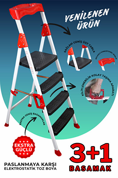 Genel Markalar Elegance 3+1 Geniş Basamaklı Kolay Taşıma Aparatlı Merdiven Ka...