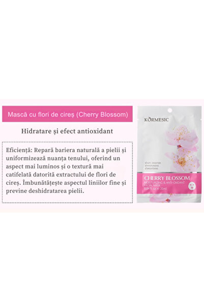 Kormesic 3x Cherry blossom facial mask – moisturizing, antioxidant, evens out complexion, 25 ml.