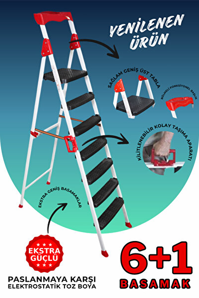 Genel Markalar Elegance 6+1 Geniş Basamaklı Kolay Taşıma Aparatlı Merdiven Ka...