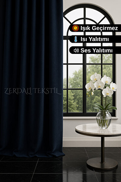 ZERDALİTEKSTİL 1.Class Custom Made - Luxury Dark Blue Blackout Light Proof Ba...