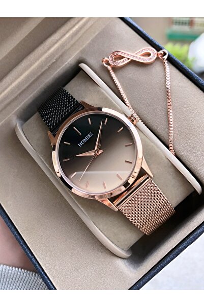 Homies ساعة يد نسائية من الفولاذ ساعة يد نسائية مضمونة بسوار مقاوم للماء 3 ATM هدية HMS7EB3