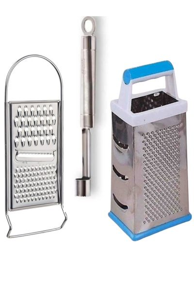 Assess Store 3Parça Paslanmaz Çelik Pratik Rende Seti; Tek Tarafl, El Rendesi...