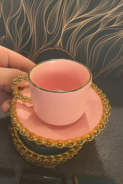 KRD Set of 6 Gold Pearl Cup with Handle