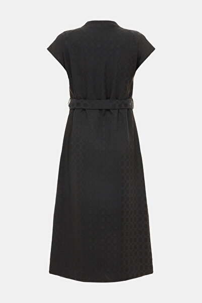 W Collection SİYAH MİDİ JAKARLI ELBİSE