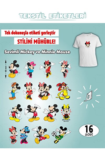 AGG Reklam Ütü ile Yapışan Kıyafet Etiketi Mickey ve Minnie Mouse 10lu Set