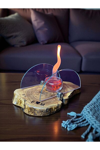 Home Zeytin Ağacı Dumansız Lavanta Kokulu Şeffaf Camlı Bioethanol Şömine