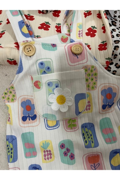 mandalinsbaby Flowered Baby Girl Salopet
