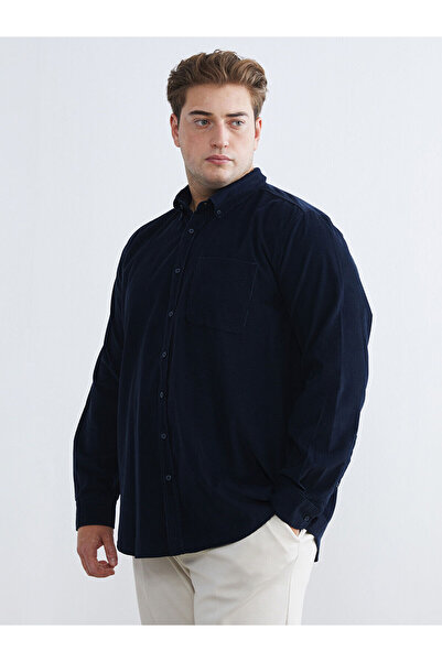 LC Waikiki Cămașă pentru bărbați din velur cu mânecă lungă, cu ajustare normală