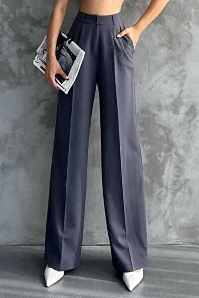 Balenbi Women's Pleated High Waist Wide Leg Stretch Fabric Palazzo Pants 1139