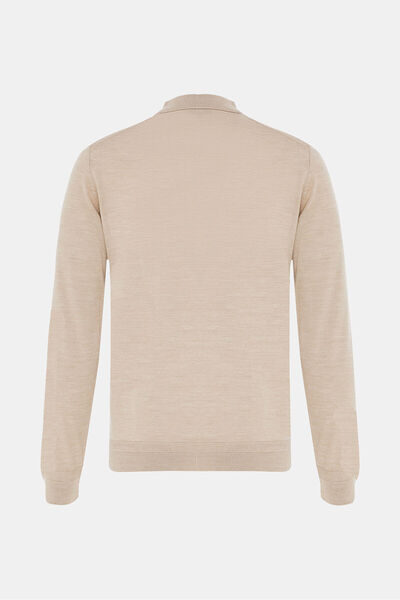 W Collection Beige Polo Collar Long Sleeve Sweater