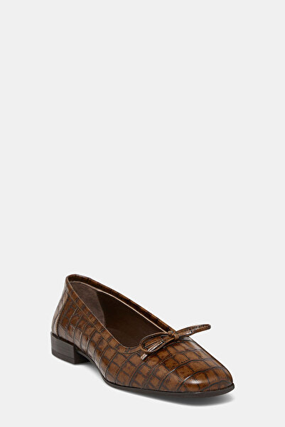 W Collection Dark Brown Croco Leather Shoes